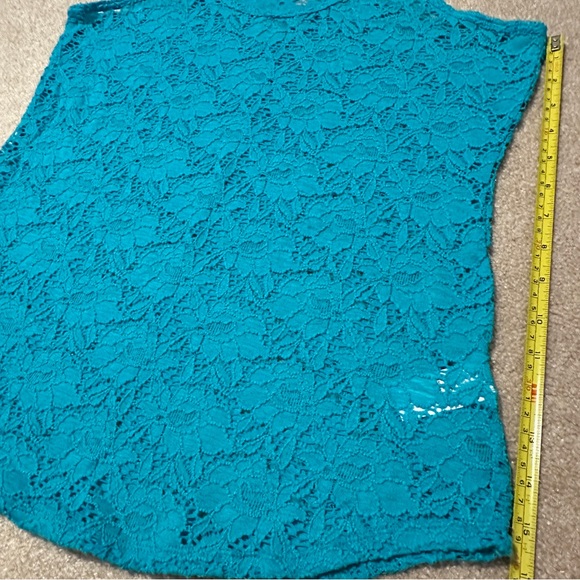 🔥 3/$20  Maurice’s aqua turquoise stretch lace racerback tank top sz Lg - Picture 9 of 9